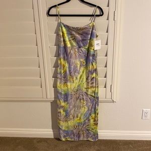 Tie Dye Satin Midi Dress! ❤️‍🔥